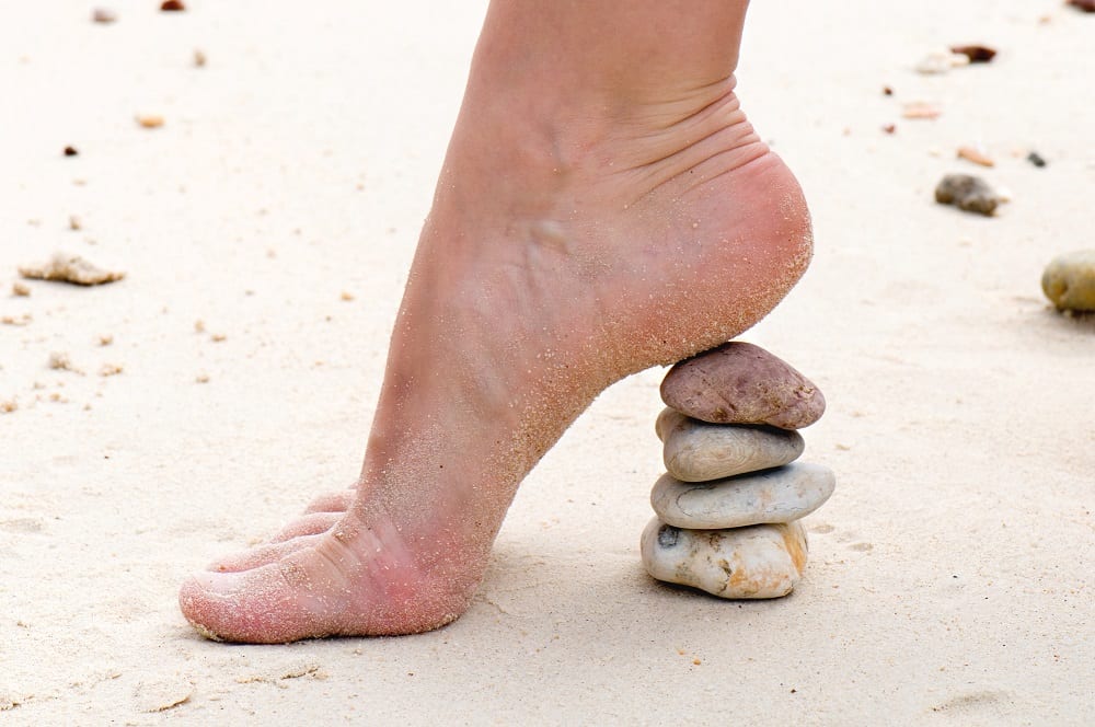 stone heel on a beach