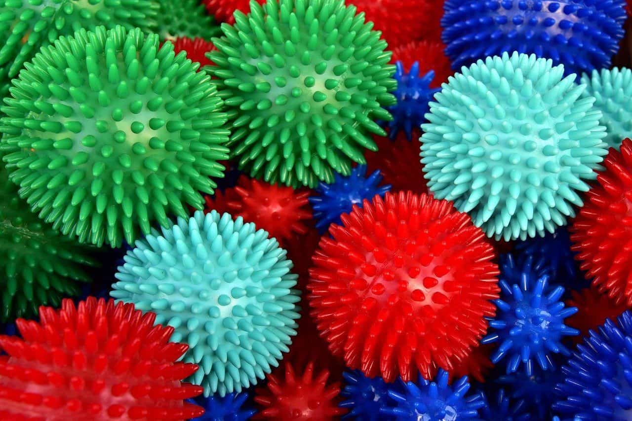 lots of colorful massage balls