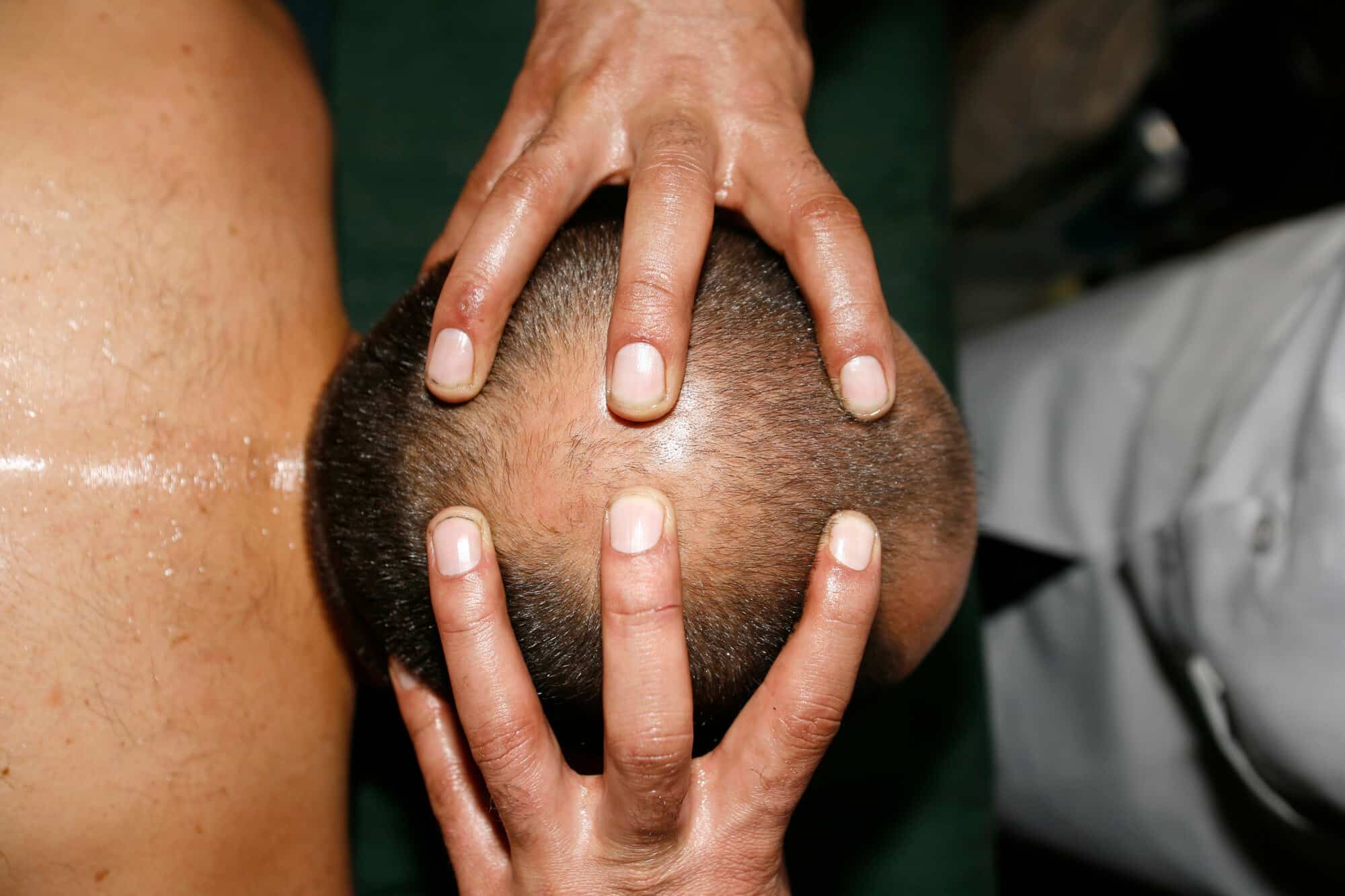 man getting an Indian head massage