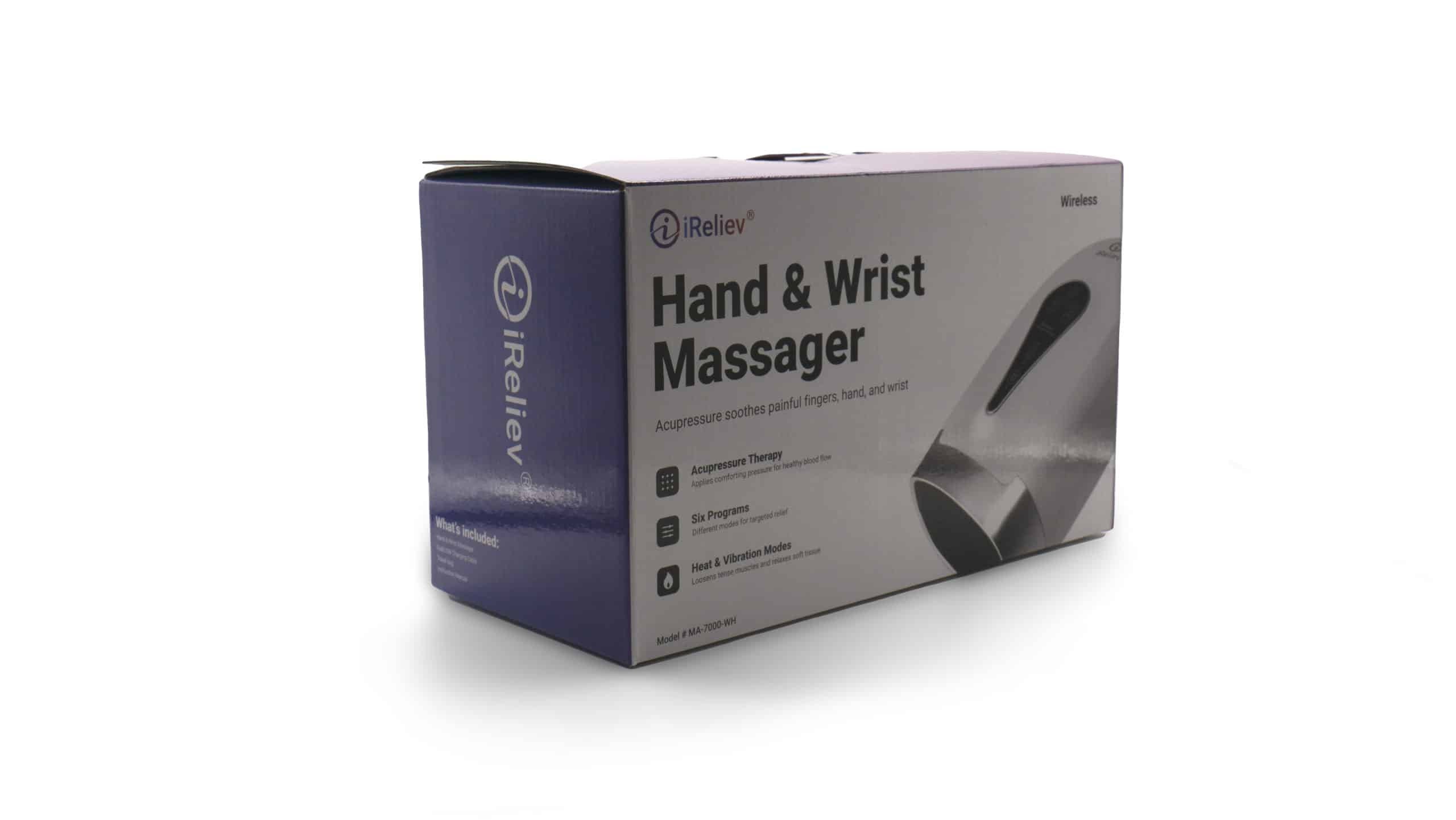 box for the iReliev hand massager