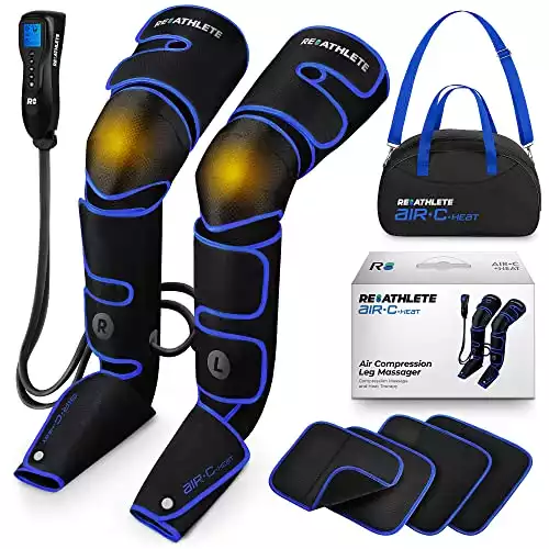 REATHLETE Leg Massager, Air Compression for Circulation Calf Feet Thigh Massage, Muscle Pain Relief, Sequential Boots Device with Handheld Controller with Knee Heat Function